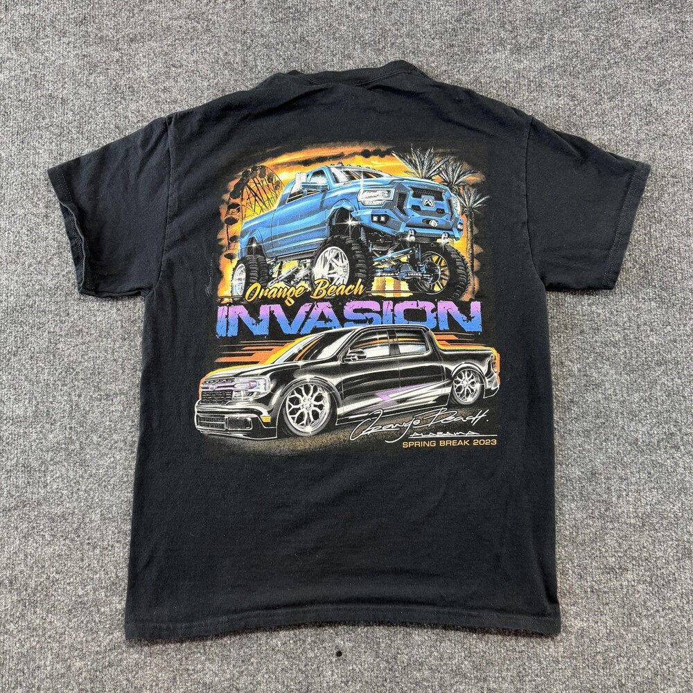 Orange Beach Invasion Shirt Mens Medium Black Spring Break 2023 Tee Gildan